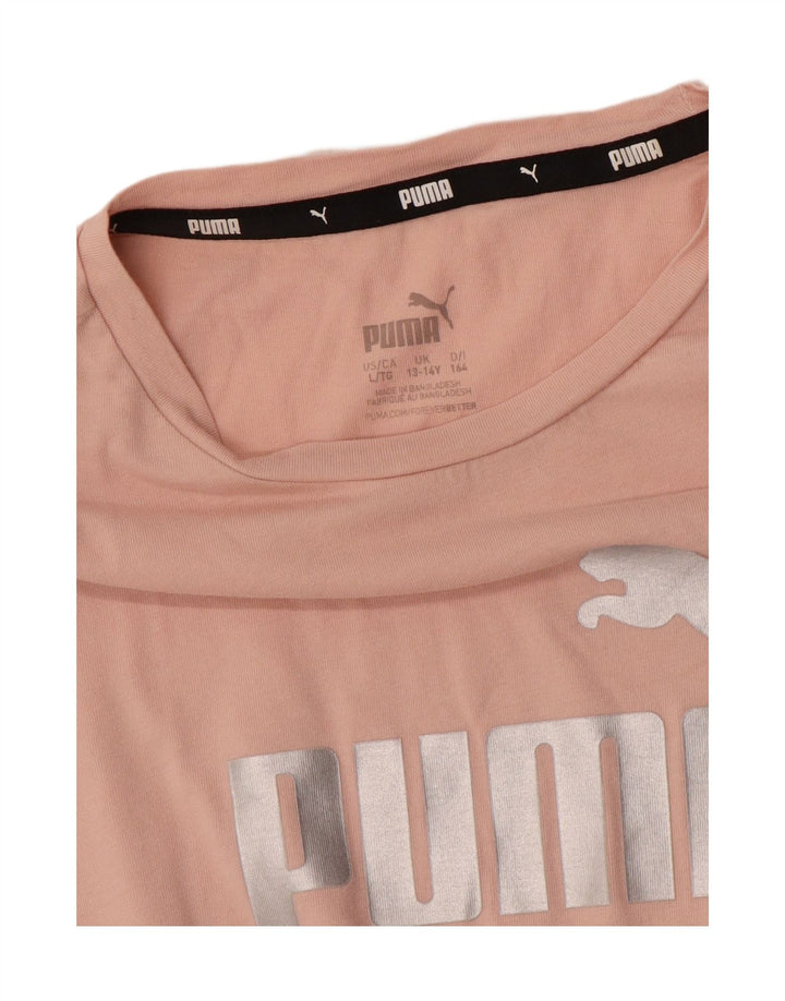 Dziewczęcy T-shirt z grafiką PUMA, 13-14 lat, różowy