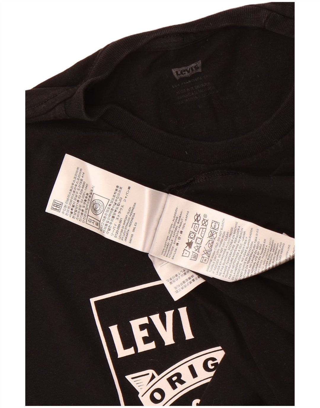 Męska koszulka z grafiką Levi's Top, średnia czarna bawełna