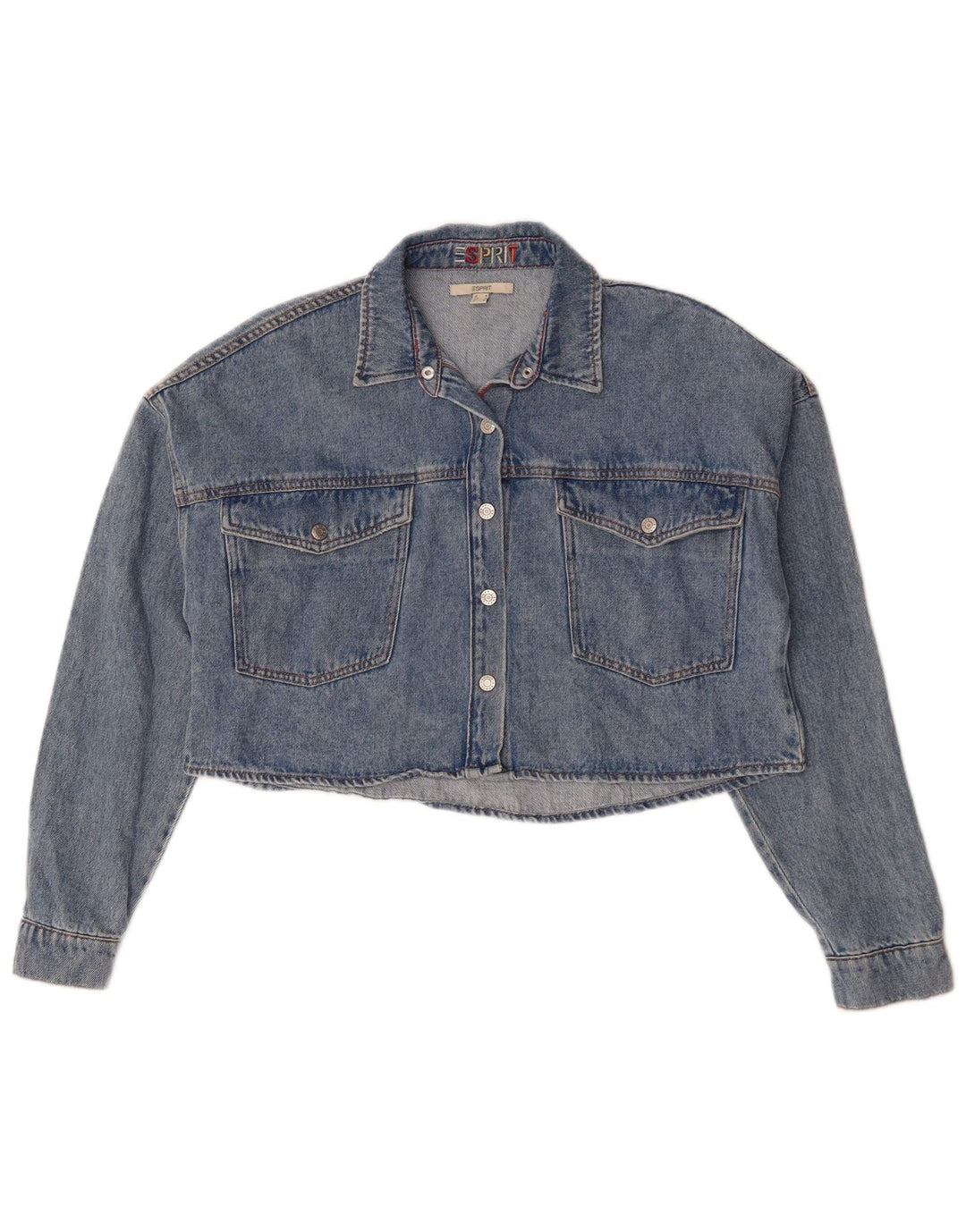 Damska kurtka dżinsowa Esprit Crop Oversize UK 10 Small, niebieska bawełniana