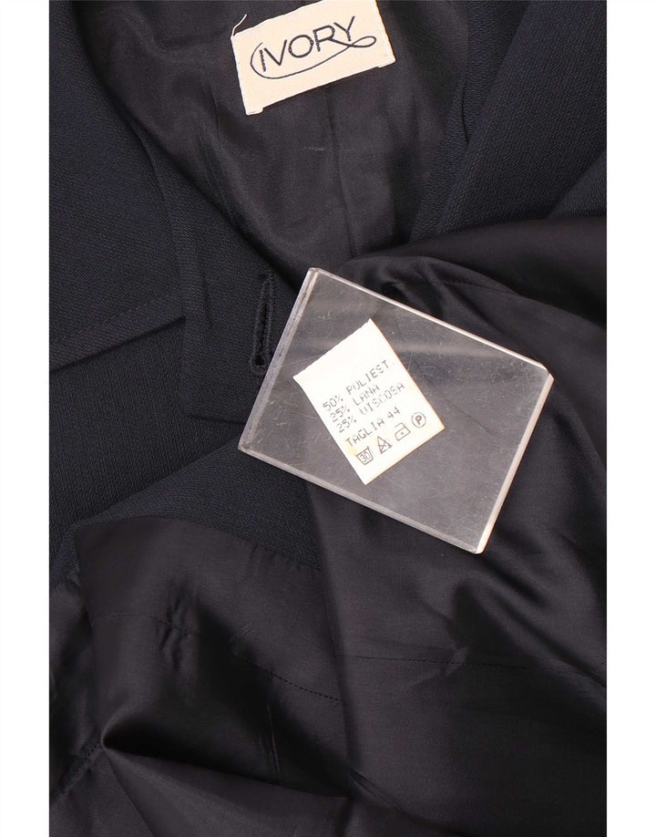 Vintage damski garnitur zapinany na 4 guziki, 2-częściowy IT 44 Medium W26 L28 granatowy
