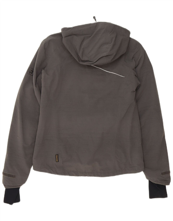 JACK WOLFSKIN Womens Hooded Windbreaker Jacket UK 10 Small Grey Polyester