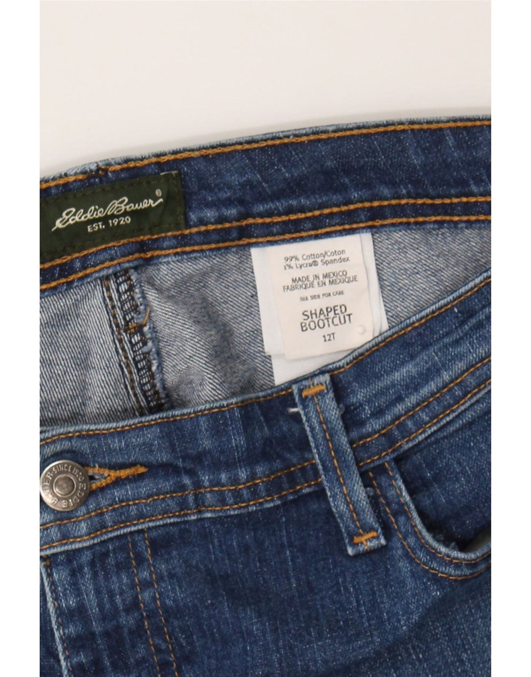EDDIE BAUER Womens Shaping Bootcut Jeans US 12 Large W34 L35 Blue Cotton Vintage Eddie Bauer and Second-Hand Eddie Bauer from Messina Hembry 