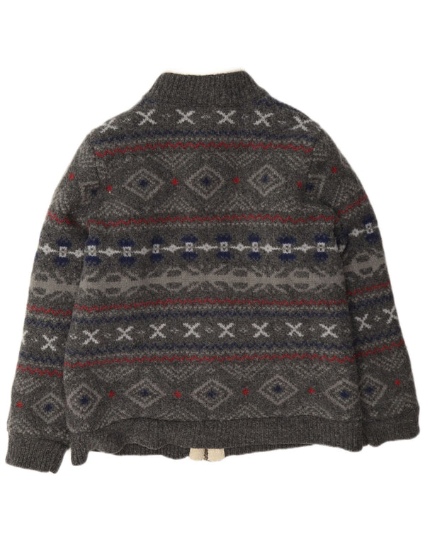 L.L.Bean Męski sweter Sherpa Cardigan 2XL Szary Wełna Fair Isle
