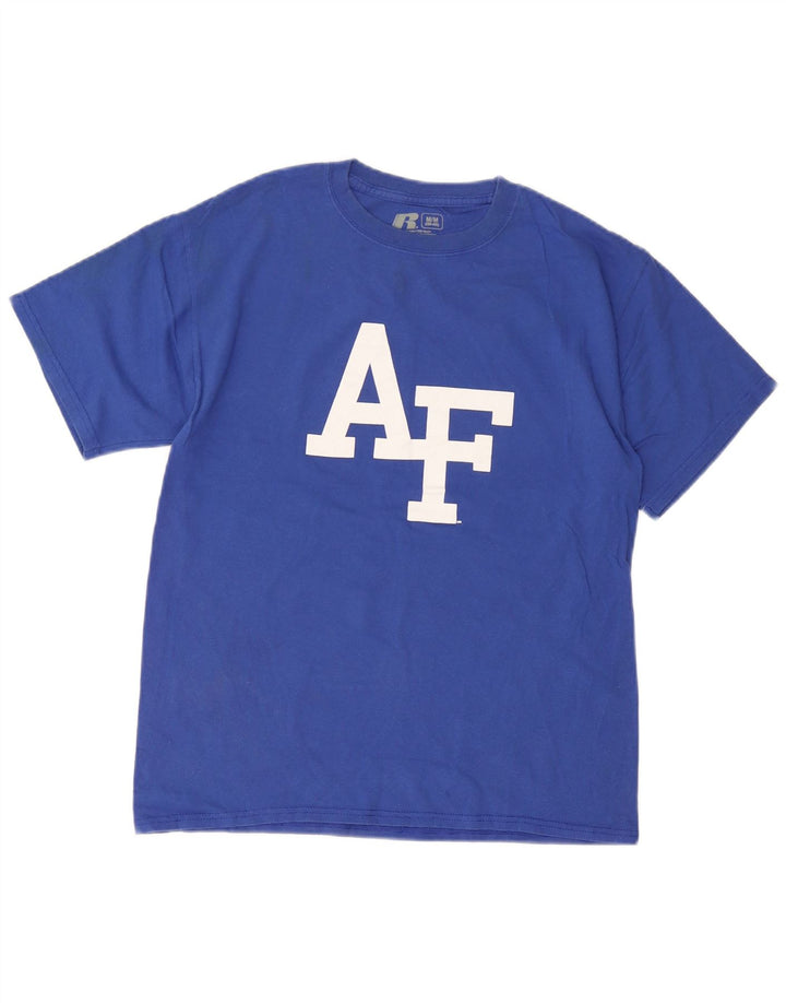 Męska koszulka z grafiką Russell Athletic Top, średnia niebieska bawełna