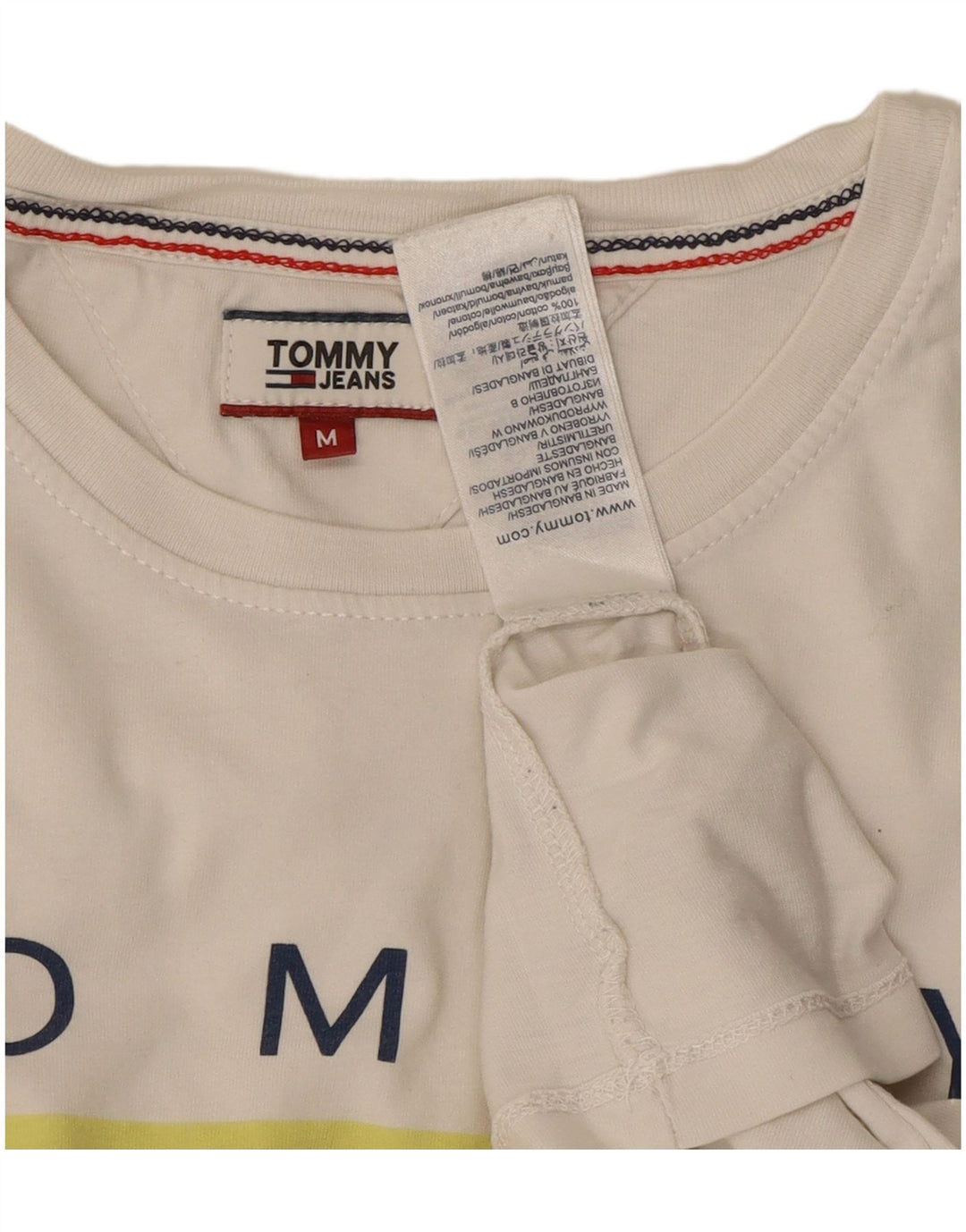 Damska koszulka z grafiką TOMMY HILFIGER Top UK 14 Średnia biała bawełna