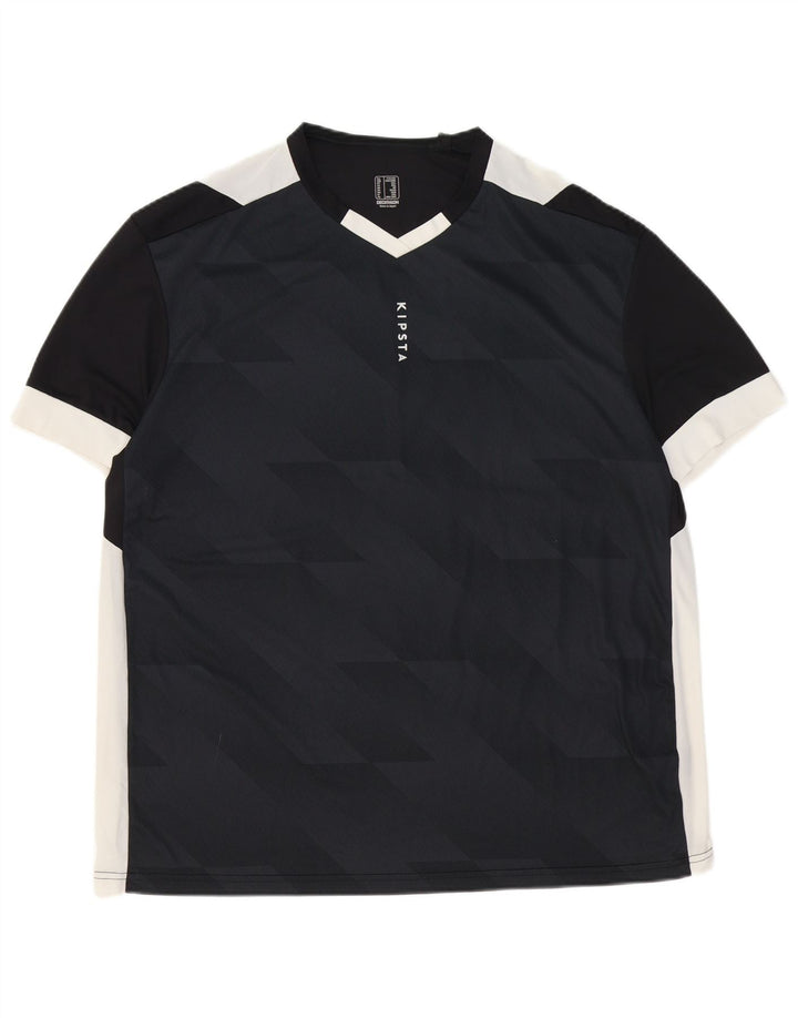 Męski T-shirt z grafiką Decathlon, 2XL, czarny, z blokami kolorów