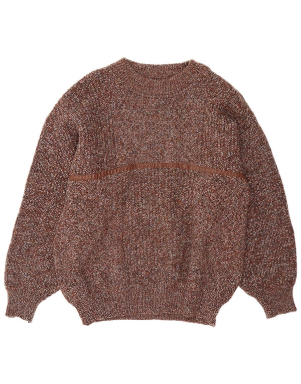 Vintage Womens Boat Neck Jumper Sweater UK 18 XL Brown Flecked