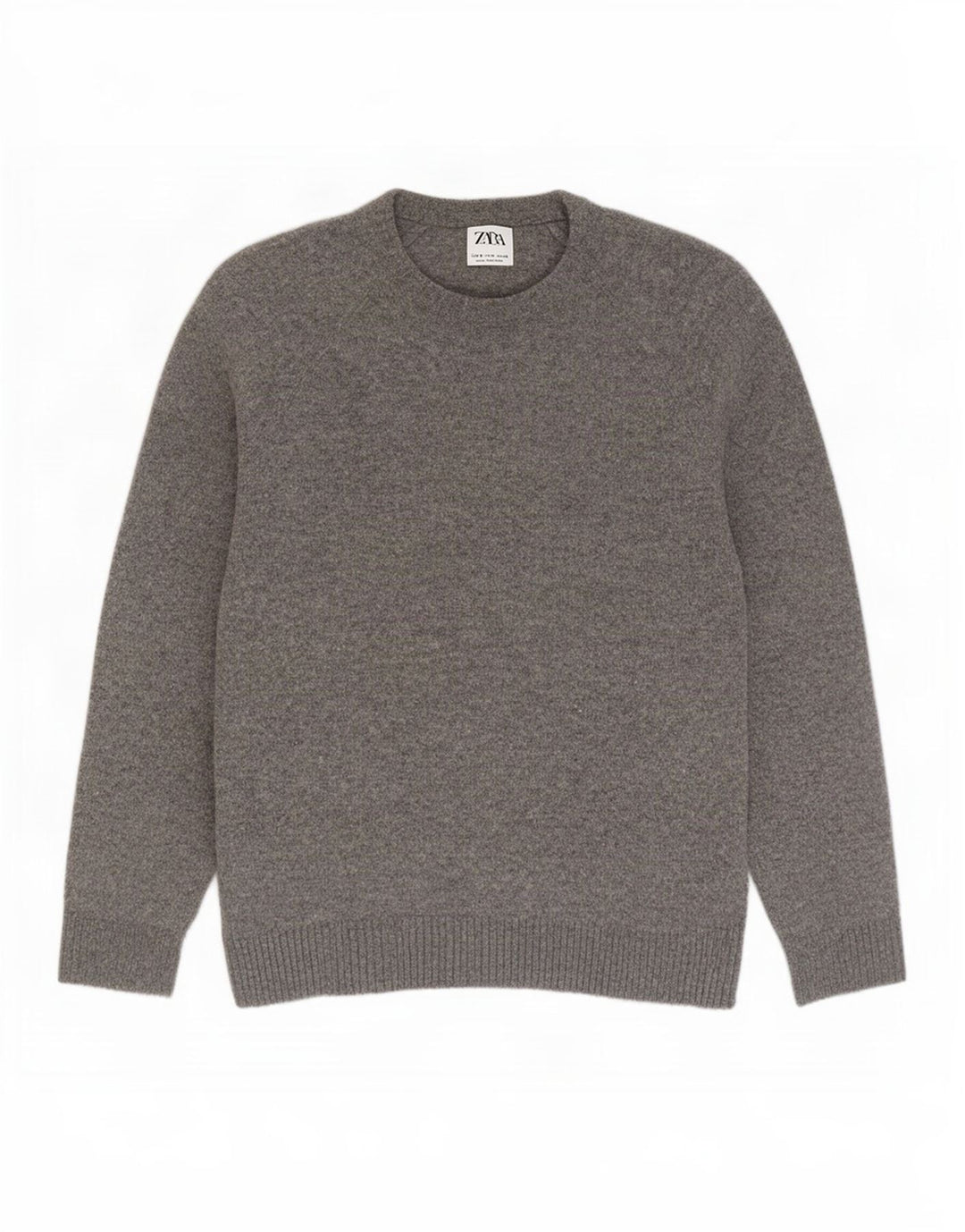 Zara Męski sweter z dekoltem w łódkę, mały, szary, wełniany