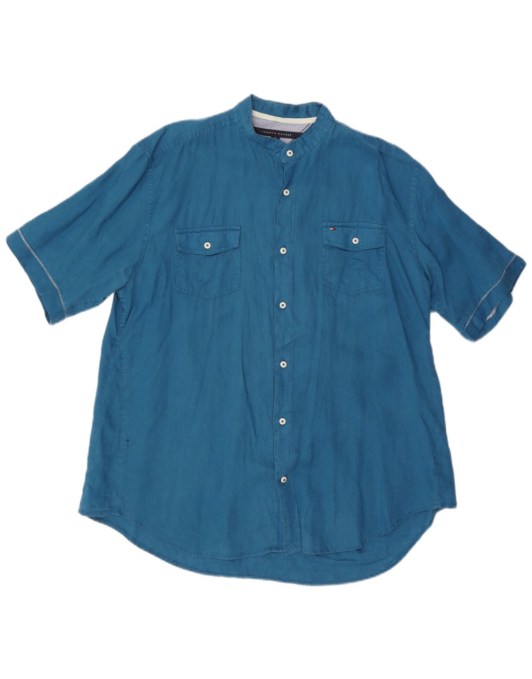 Męska koszula z krótkim rękawem TOMMY HILFIGER o dopasowanym kroju XL, niebieska