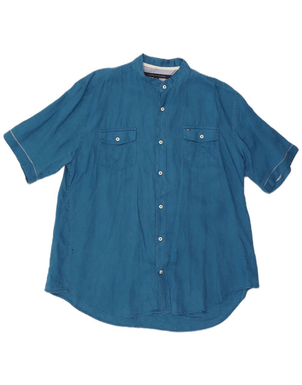 Męska koszula z krótkim rękawem TOMMY HILFIGER o dopasowanym kroju XL, niebieska