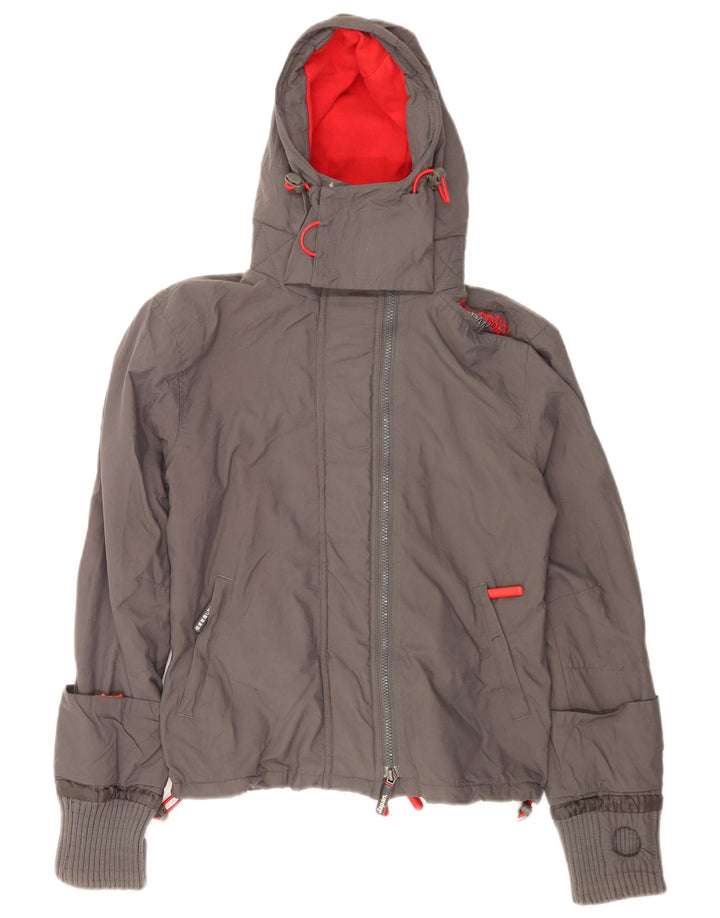 Damska kurtka wiatrówka z kapturem Superdry The Windcheater UK 14, średnia szarość
