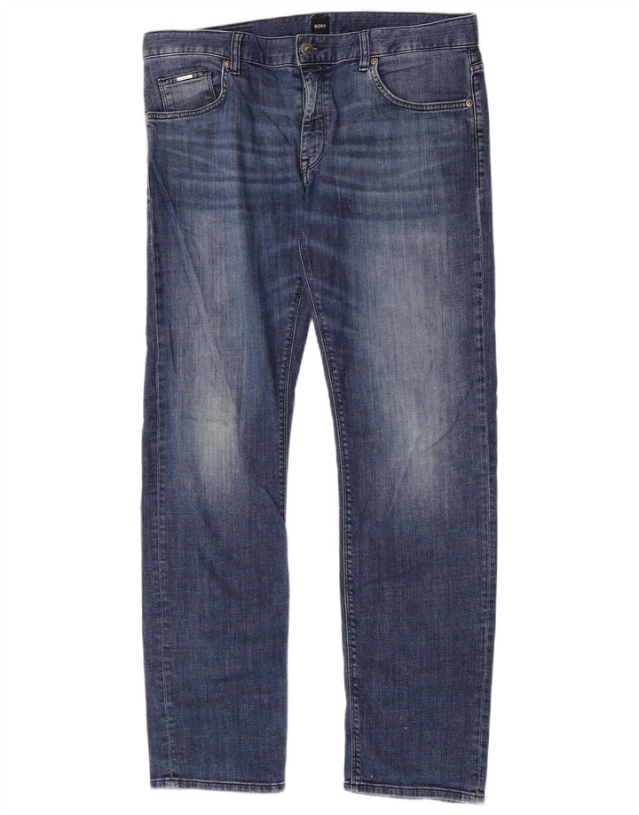 Męskie jeansy ze stretchem Hugo Boss W34 L32 Niebieskie bawełniane