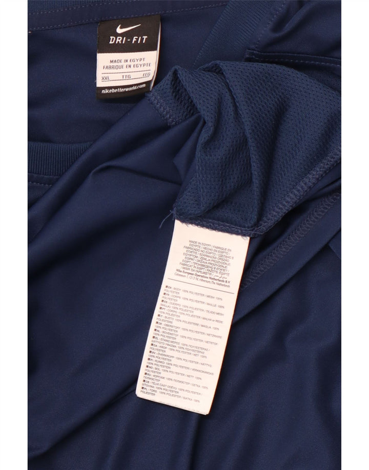 Męski T-shirt z grafiką NIKE Dri Fit, 2XL, granatowy, poliester