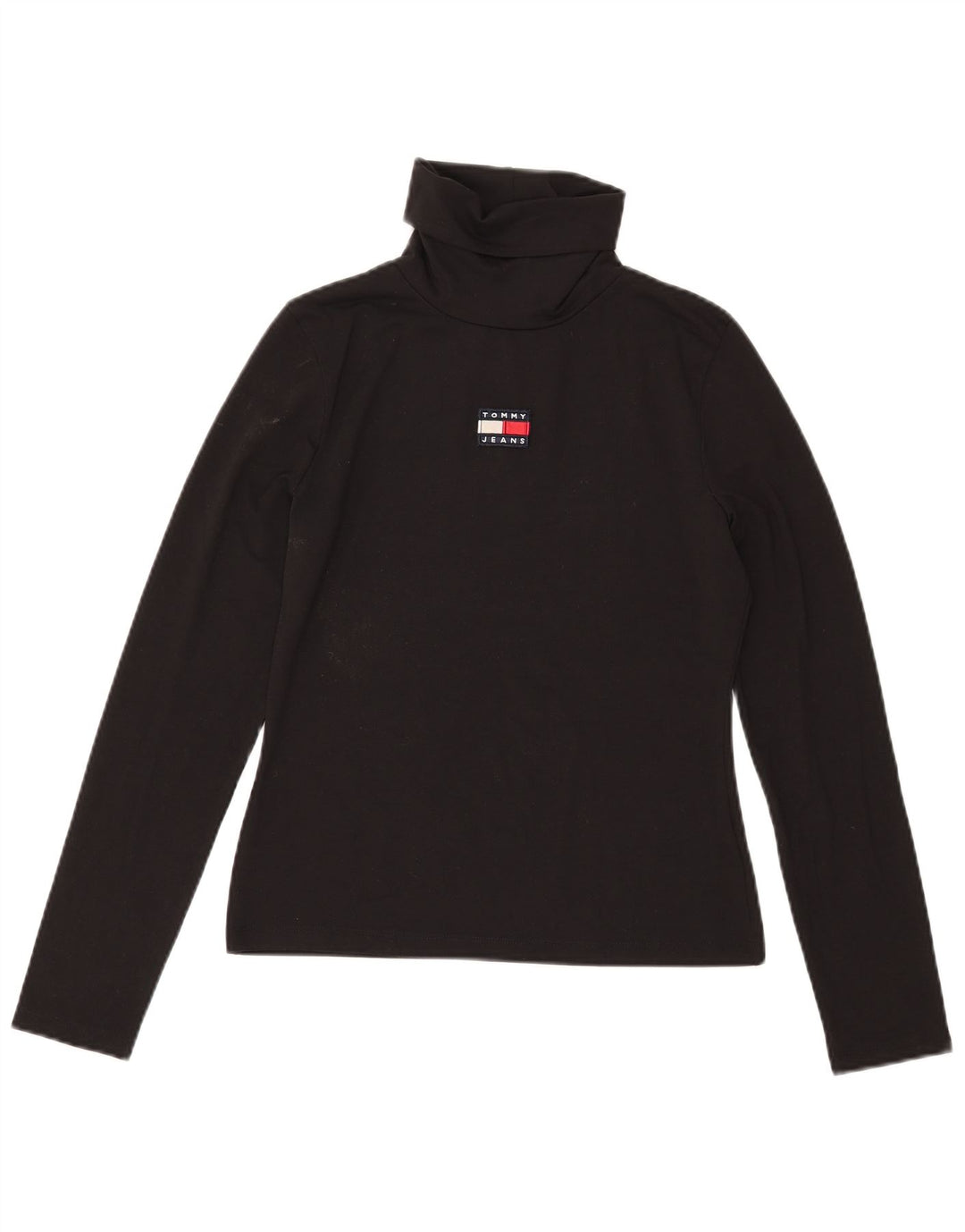 Damski top graficzny Tommy Hilfiger z długim rękawem, UK 14, średni czarny poliester