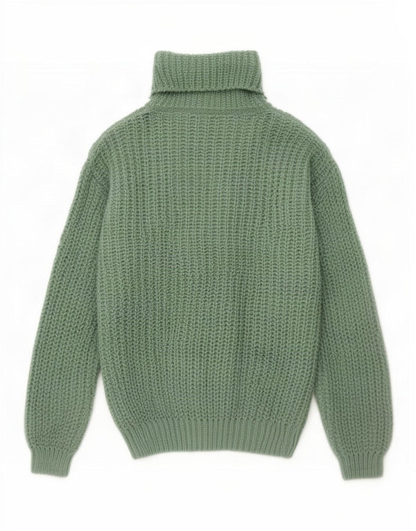 Sweter damski w stylu vintage z wywijanym dekoltem UK 14, średni zielony