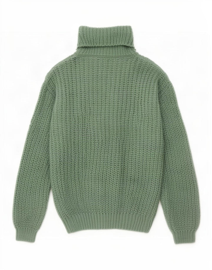 Sweter damski w stylu vintage z wywijanym dekoltem UK 14, średni zielony