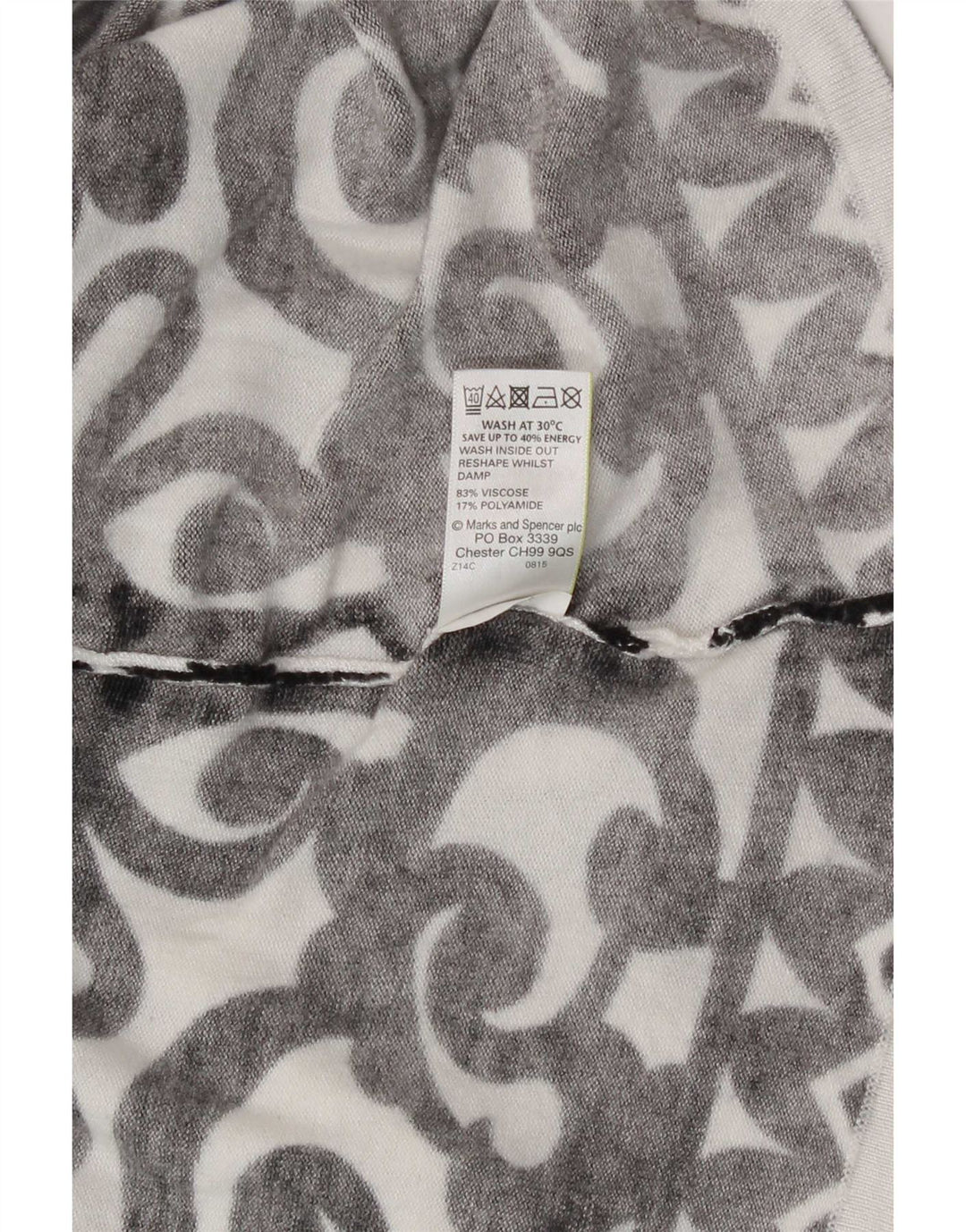 Marks & Spencer Damski top z długim rękawem UK 16, duży, biały, wiskoza Paisley