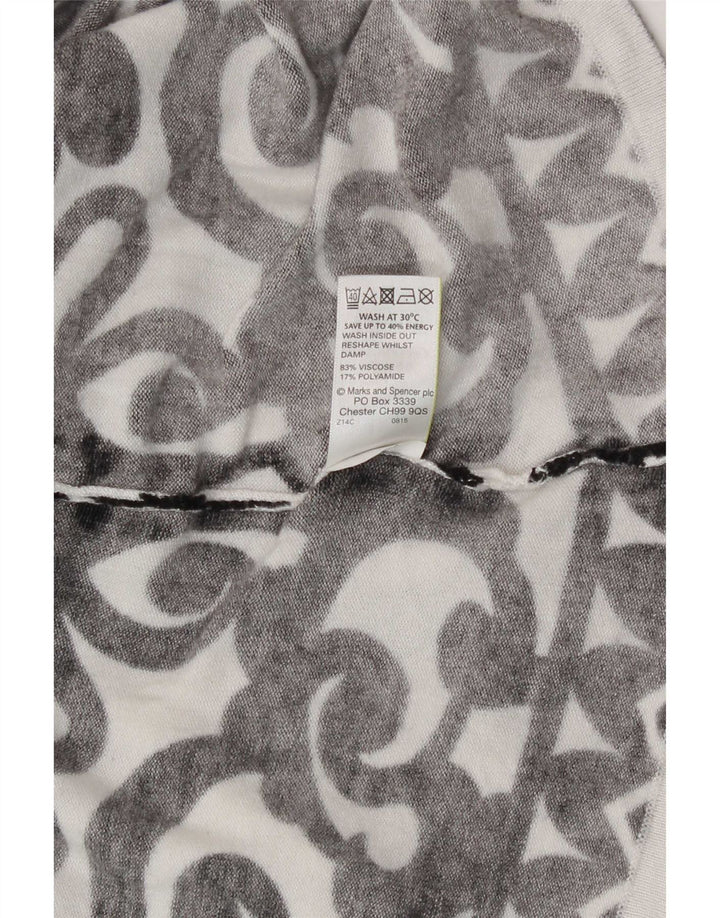 Marks & Spencer Damski top z długim rękawem UK 16, duży, biały, wiskoza Paisley