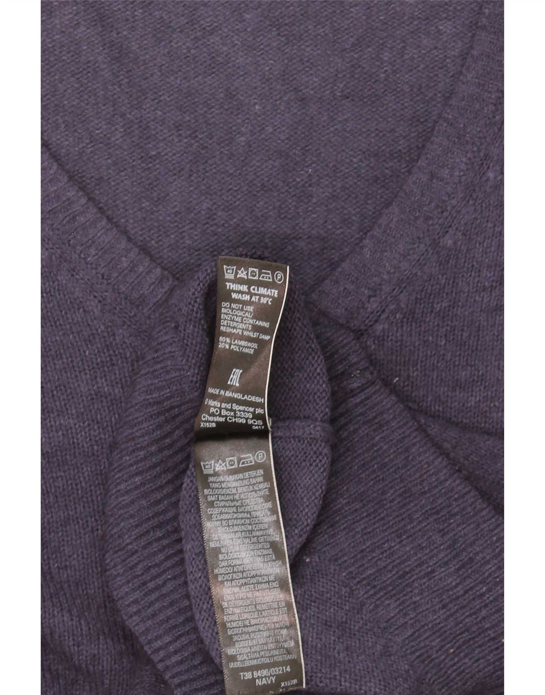 Marks & Spencer Damski sweter z dekoltem w kształcie litery V, UK 10, mały, granatowy