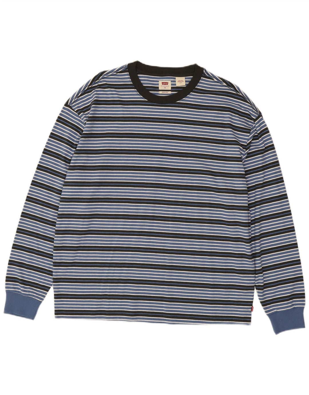 Męski top oversize Levi's z długim rękawem, bawełniany w średnie niebieskie paski