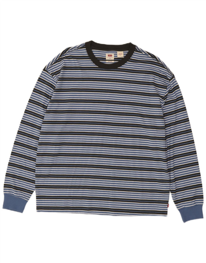 Męski top oversize Levi's z długim rękawem, bawełniany w średnie niebieskie paski