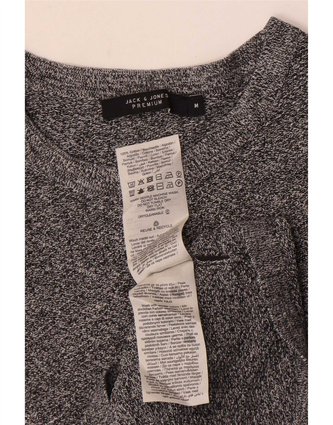 Męski top Jack & Jones z długim rękawem, średnioszary, bawełniany w cętki
