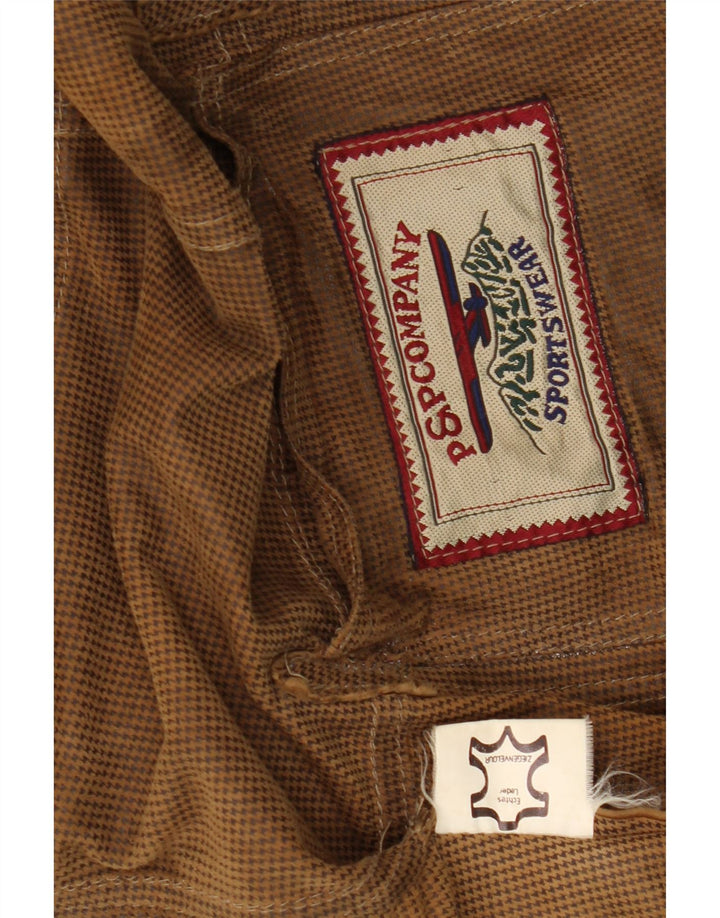 Męska marynarka zapinana na 2 guziki w stylu vintage, UK 42 XL, brązowa skóra