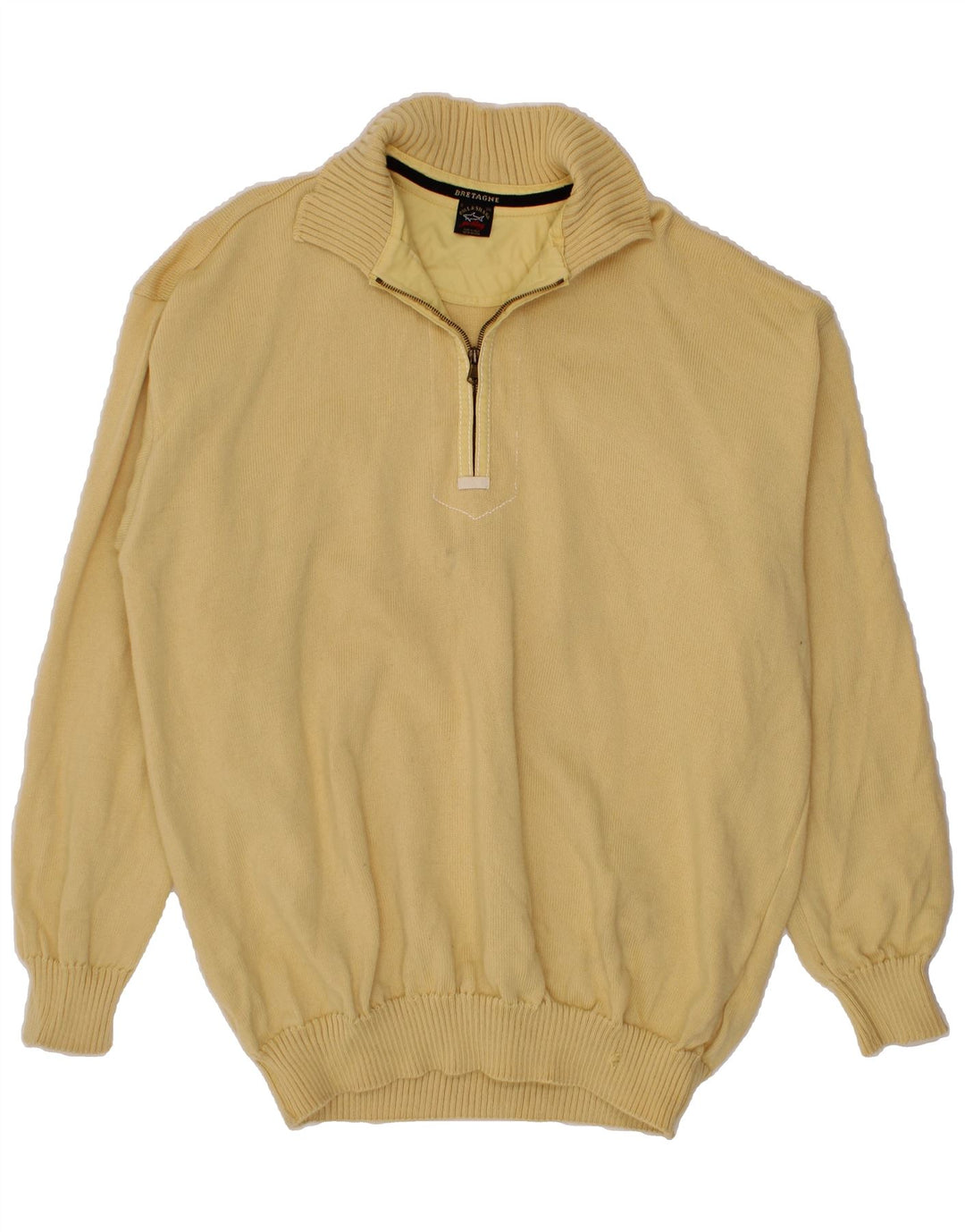 PAUL & SHARK Męski sweter zapinany na zamek, 3XL, żółta wełna