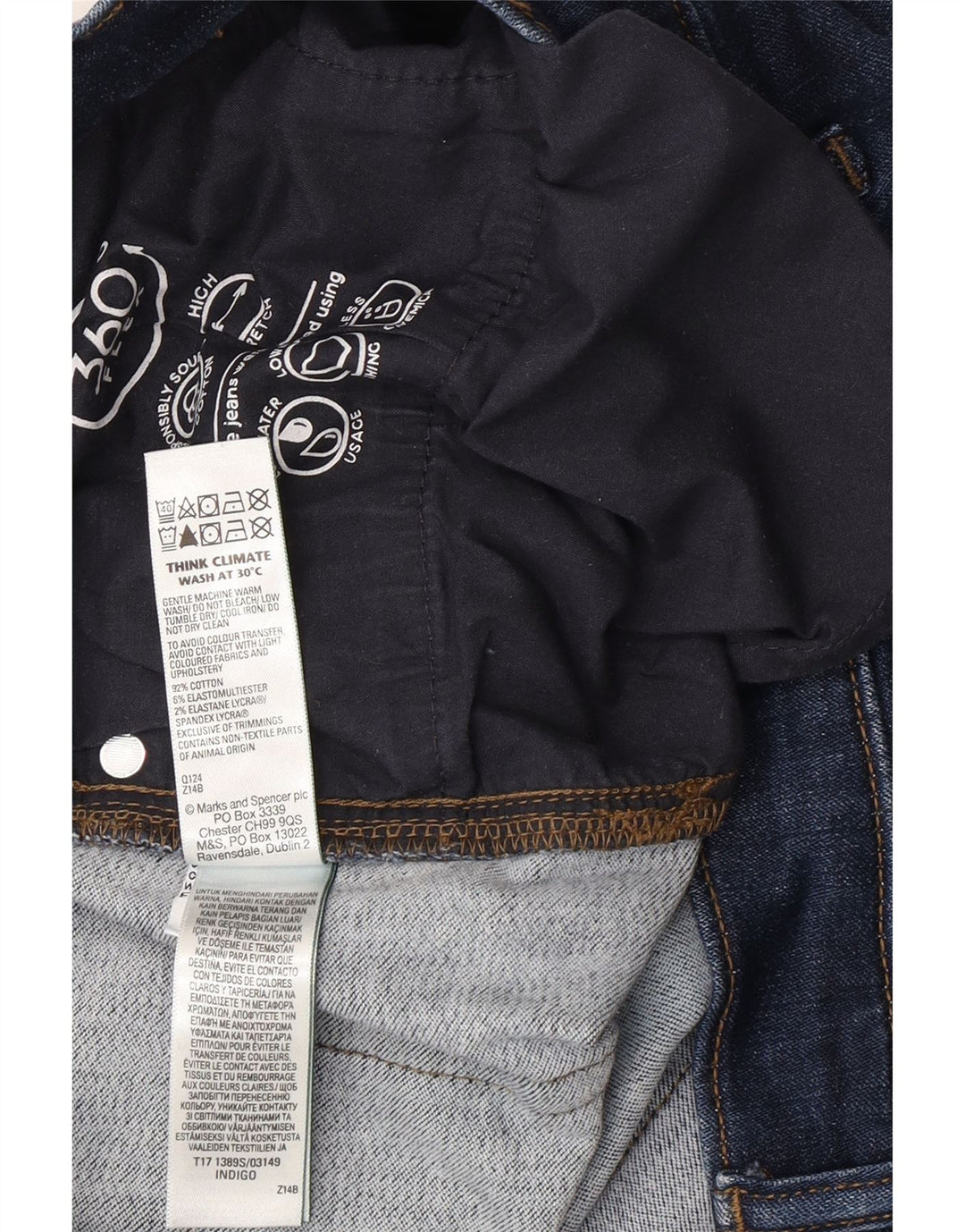 Marks & Spencer Męskie regularne jeansy slim W36 L31 Granatowa bawełna