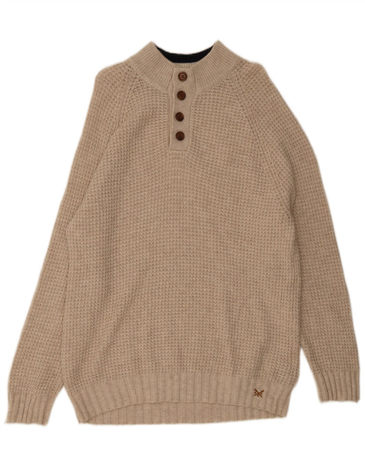 Crew Clothing Męski sweter zapinany na guziki XL Beżowa wełna