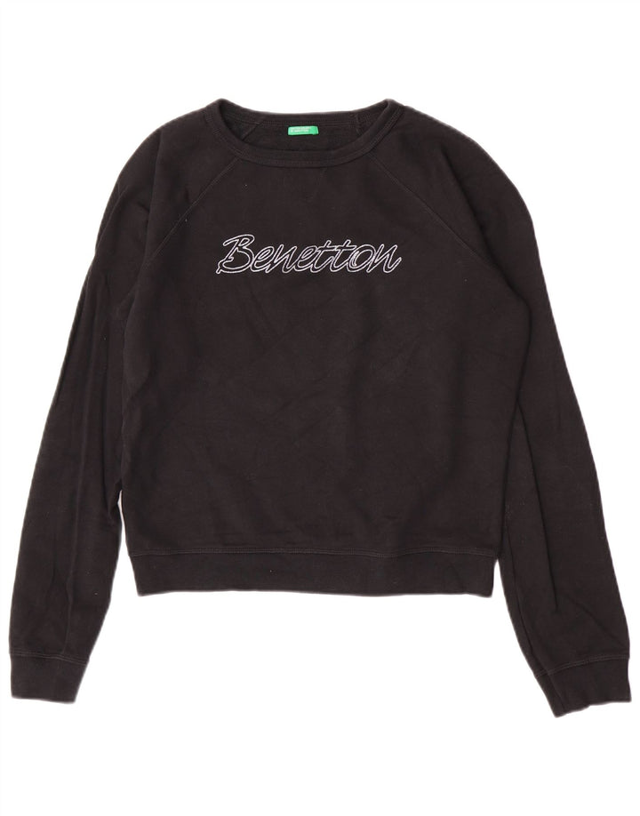Damska bluza Benetton Crop Graphic Jumper UK 14 Medium Black