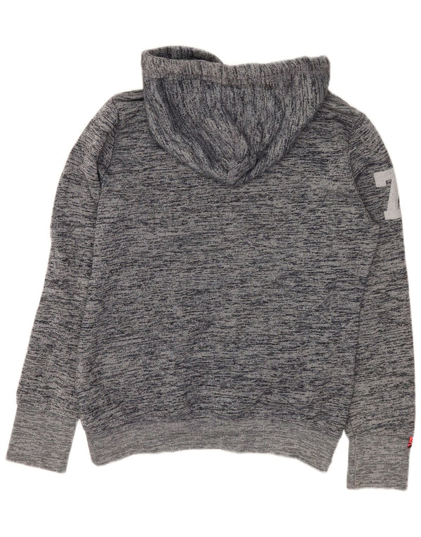 Damski sweter z kapturem Superdry Graphic UK 16, duży, szary, bawełniany w cętki