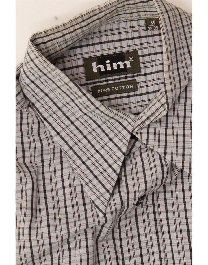 HIM Mens Shirt Size 38/39 Medium Grey Check Cotton Vintage Him and Second-Hand Him from Messina Hembry 