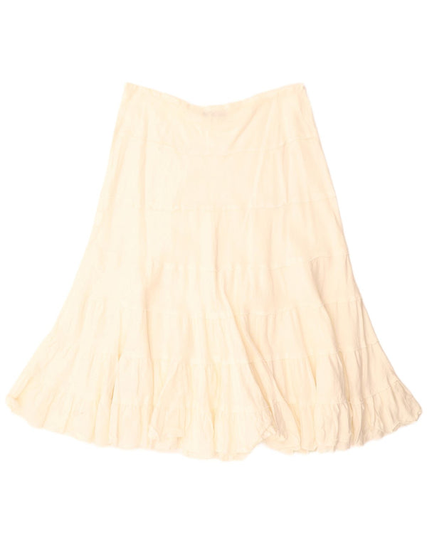 VINTAGE Womens A-Line Skirt W34 Large  Beige Linen