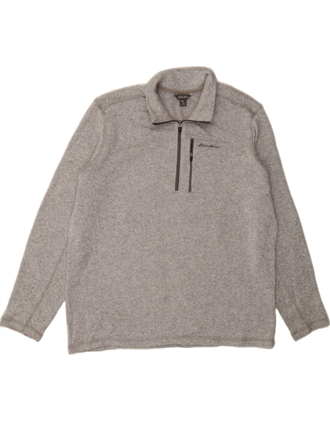 EDDIE BAUER Mens Zip Neck Sweatshirt Jumper 2XL Grey Polyester Vintage Eddie Bauer and Second-Hand Eddie Bauer from Messina Hembry 