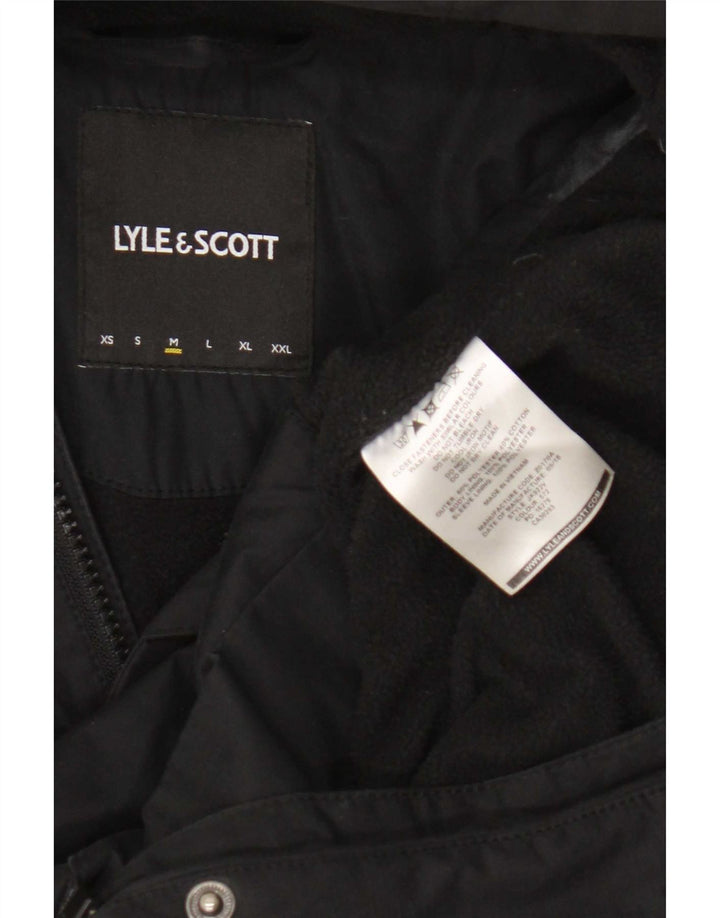 Męska kurtka wiatrówka z kapturem Lyle & Scott UK 38, średni czarny poliester
