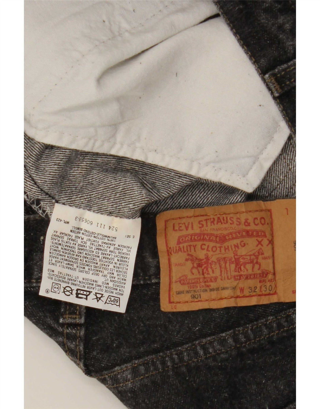 Damskie jeansy Levi's 901 Tapered W32 L30 Szara bawełna