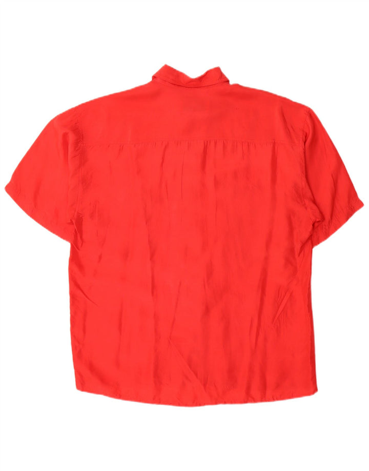 COLLINS Mens Short Sleeve Shirt Small Red Silk