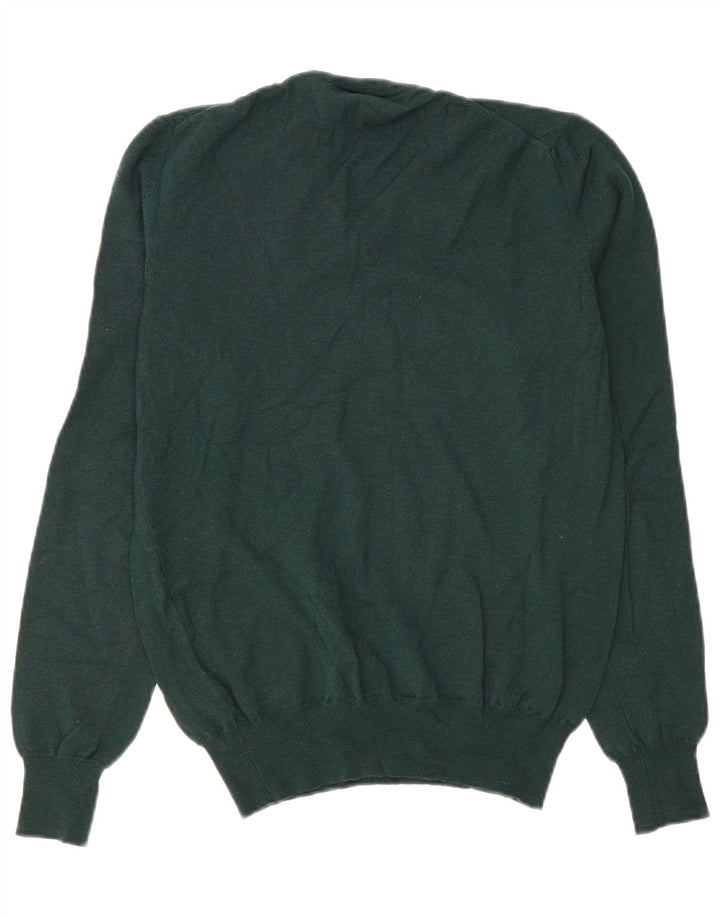 Męski sweter Fred Perry z dekoltem w kształcie litery V, średniej wielkości wełna w kolorze zielonym