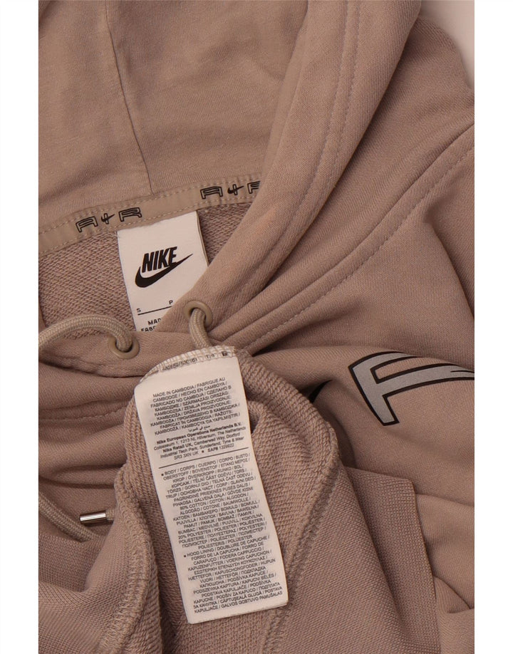 Męski sweter z kapturem NIKE o luźnym kroju z grafiką, mały, brązowy, bawełniany w bloki kolorów