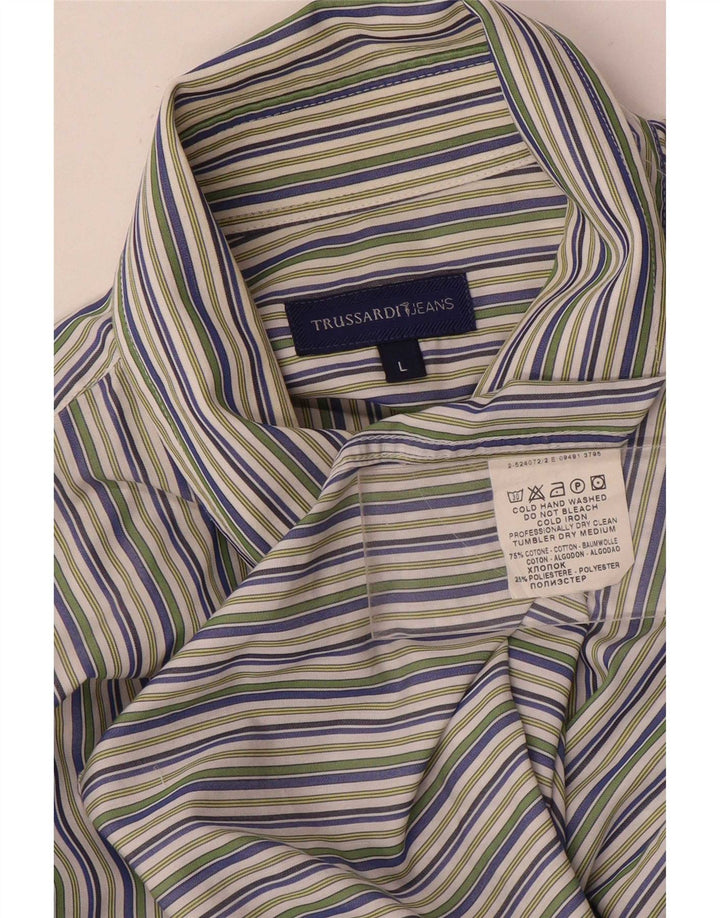 Koszula męska Trussardi Jeans, duża, bawełniana w kolorowe paski