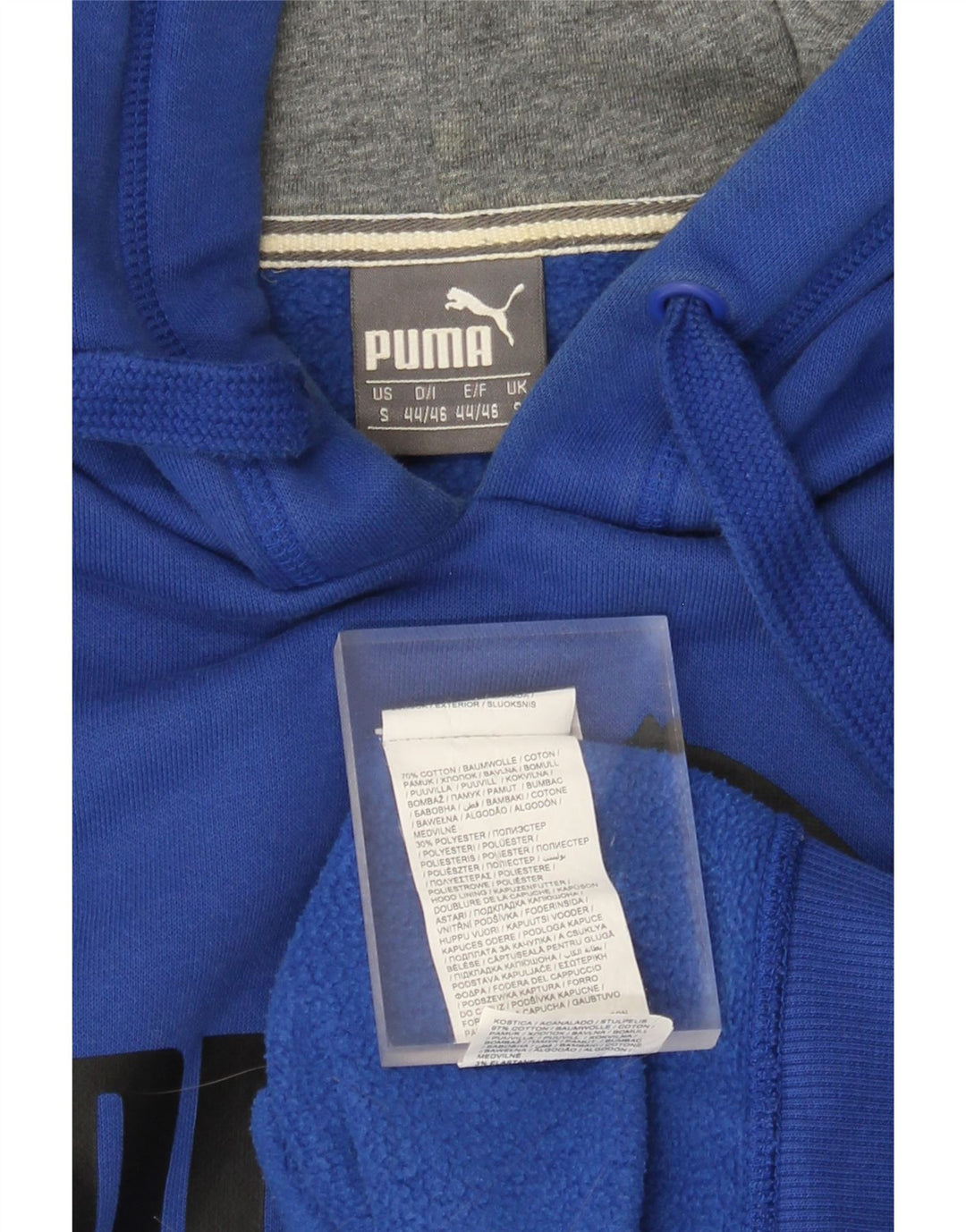 Męski sweter z kapturem i grafiką PUMA, mały, niebieski, bawełniany