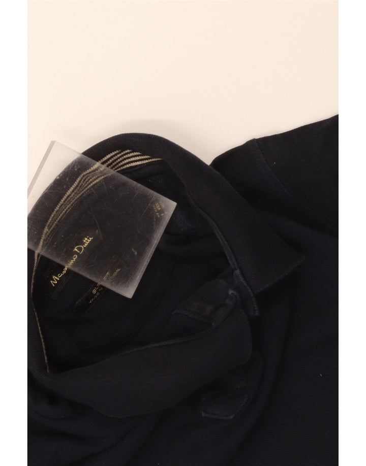 Męska koszulka polo Massimo Dutti Slim Fit, mała, granatowa