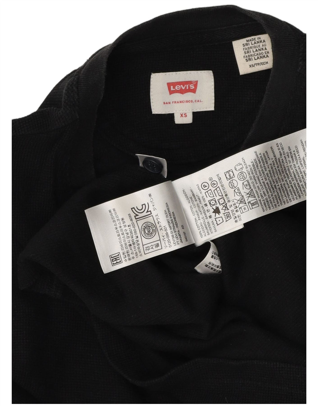 Męski top Levi's z długim rękawem XS, czarna bawełna