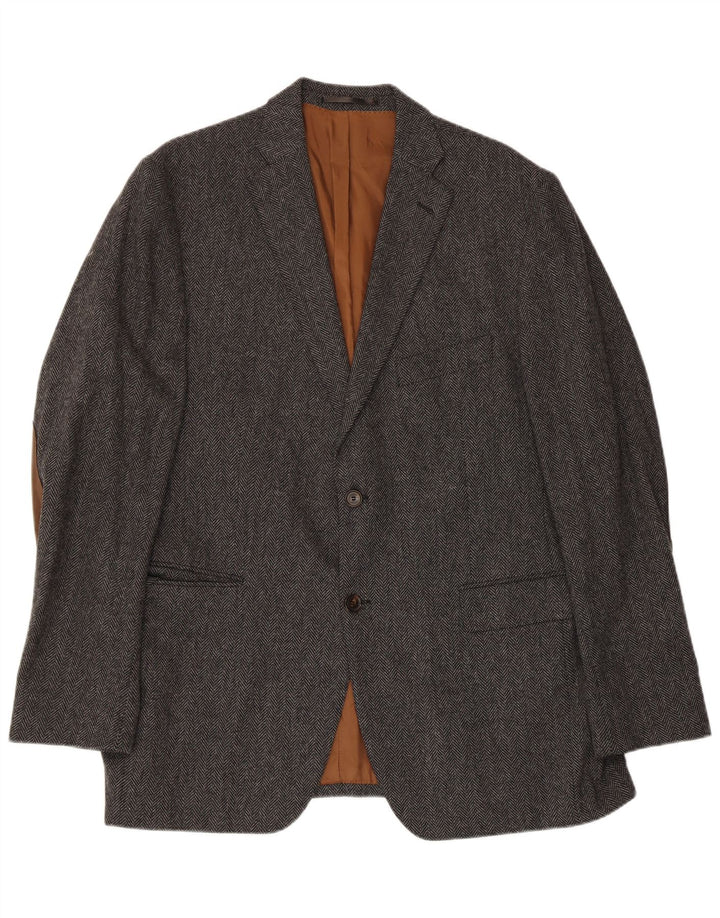 Vintage męska marynarka zapinana na 2 guziki IT 56 3XL szara wełna w jodełkę