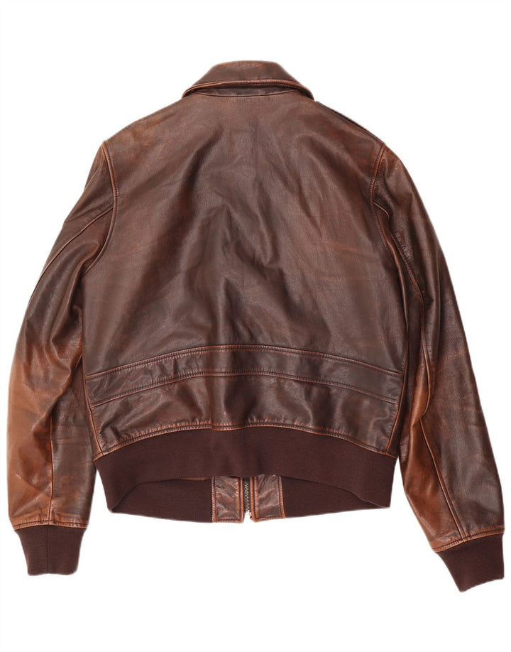 Męska kurtka skórzana typu bomber w stylu vintage IT 52, duża brązowa