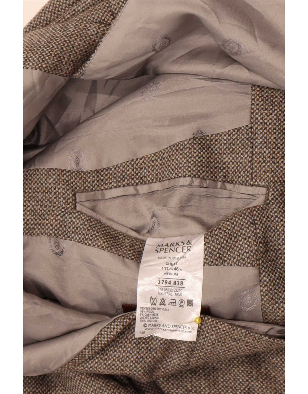 Marks & Spencer Męska marynarka zapinana na 3 guziki, UK 46 XL, szara wełna