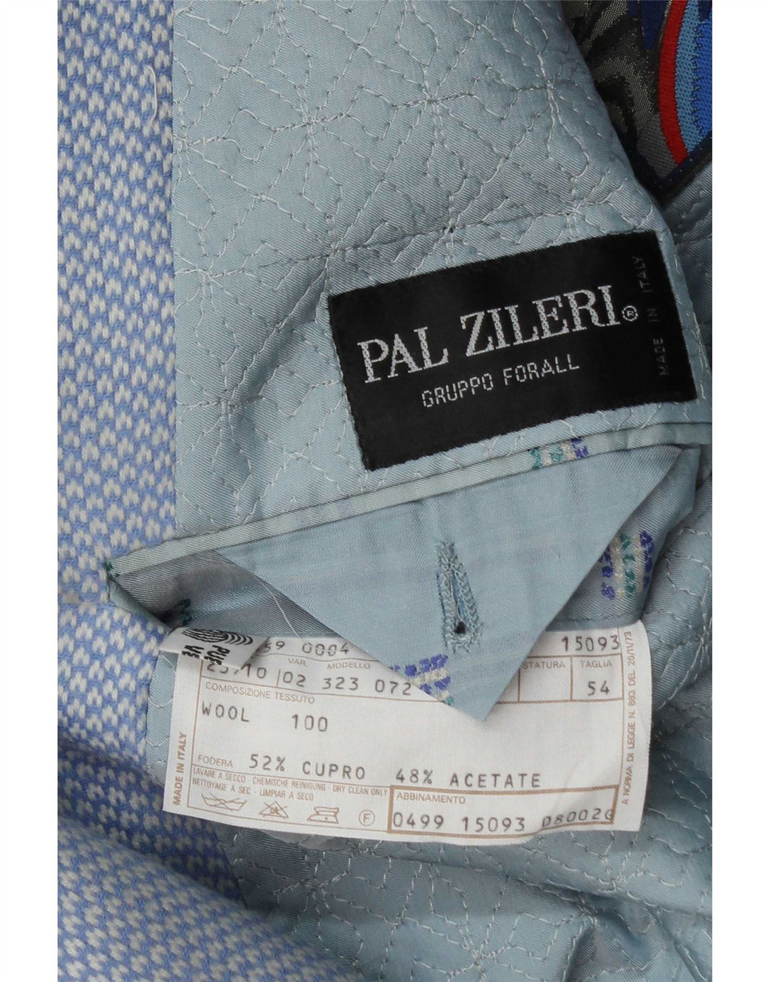 Męska marynarka zapinana na 2 guziki Pal Zileri IT 54 2XL Niebieska wełniana geometryczna
