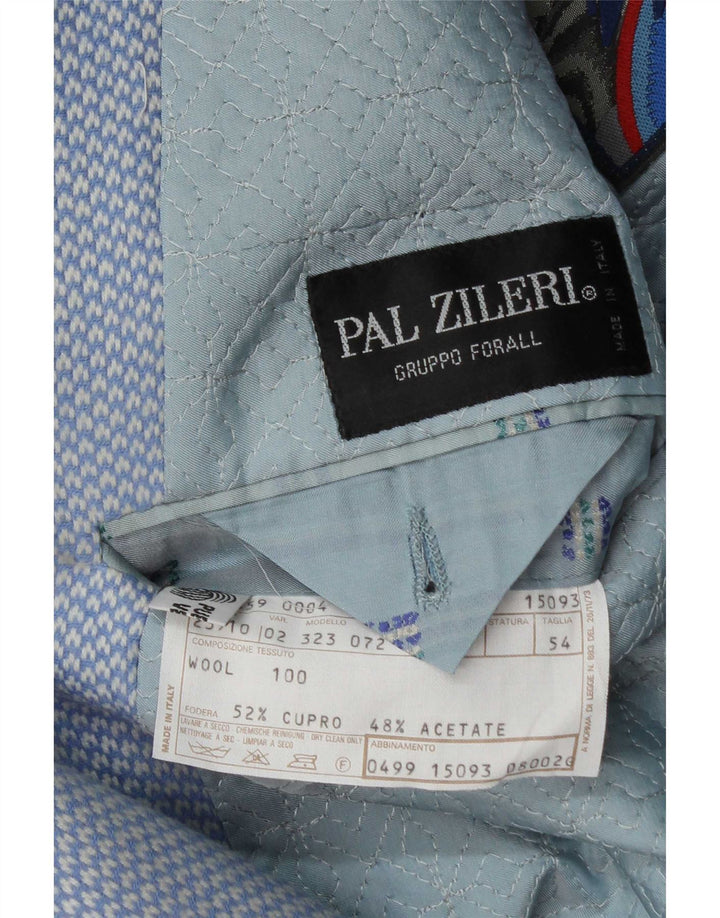 Męska marynarka zapinana na 2 guziki Pal Zileri IT 54 2XL Niebieska wełniana geometryczna