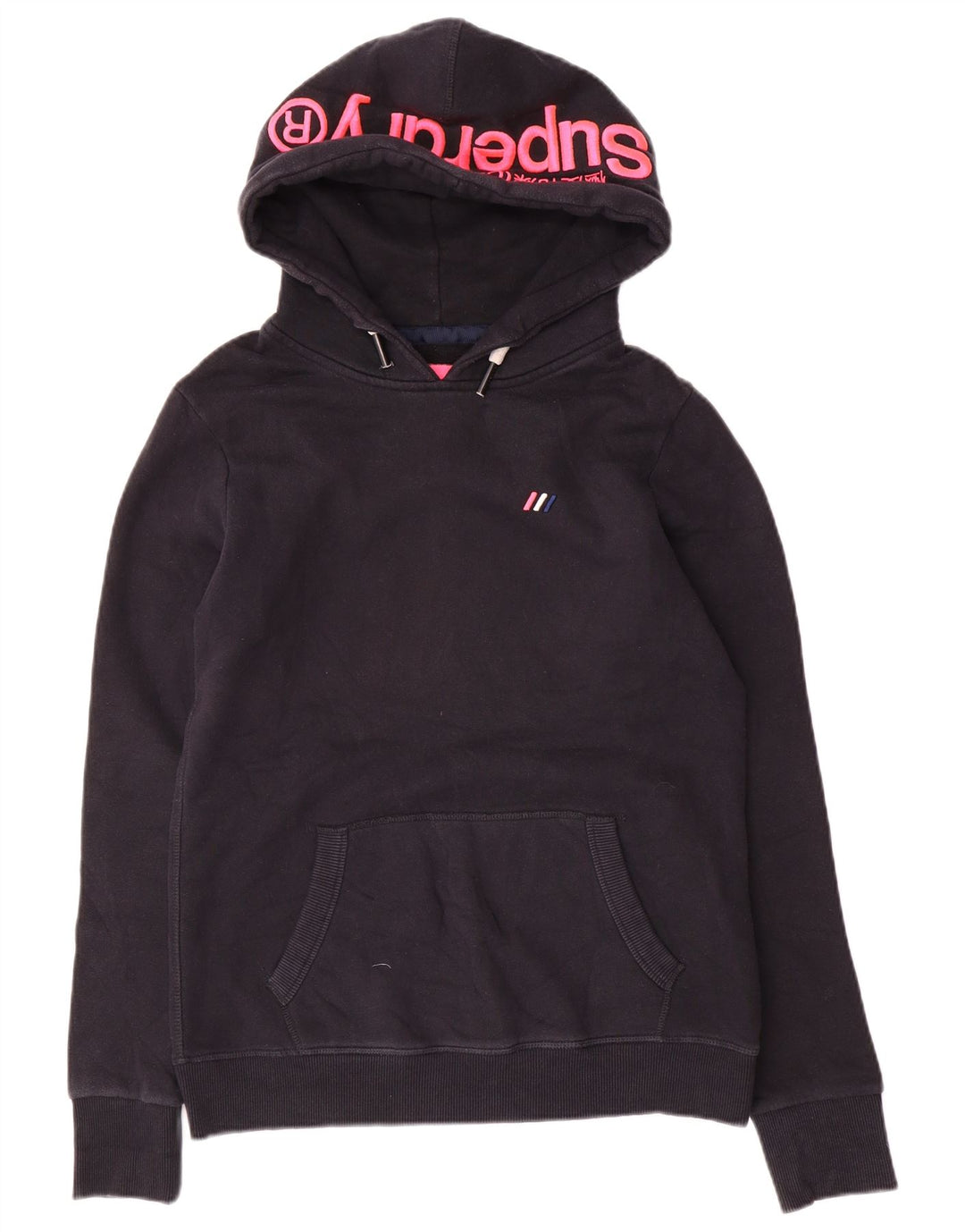 Damski sweter z kapturem i grafiką SUPERDRY UK 12, średni granatowy, bawełniany